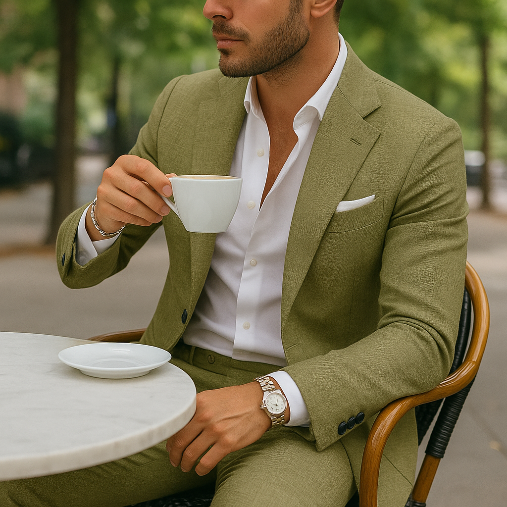 Men's Linen Suit Slim Fit - 2 Piece Summer Wedding Suit