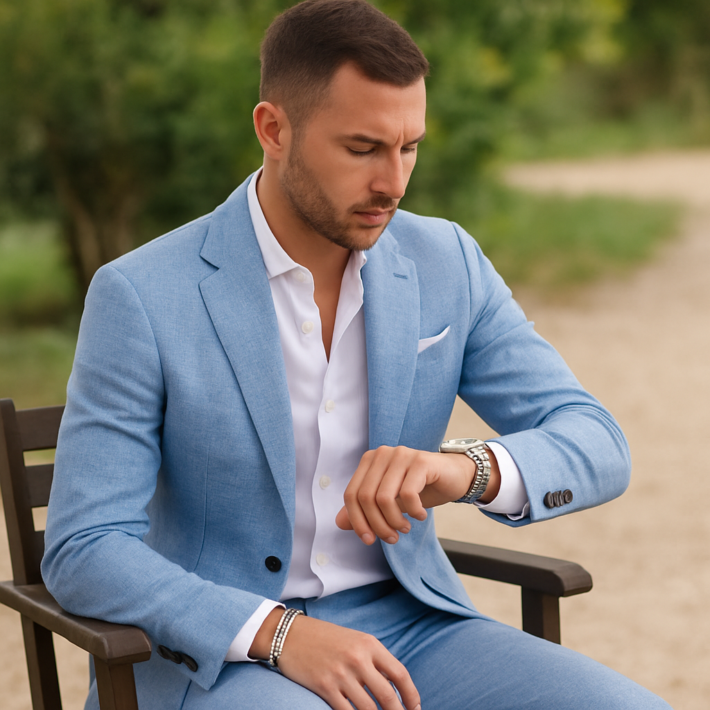 Men's Linen Suit Slim Fit - 2 Piece Summer Wedding Suit