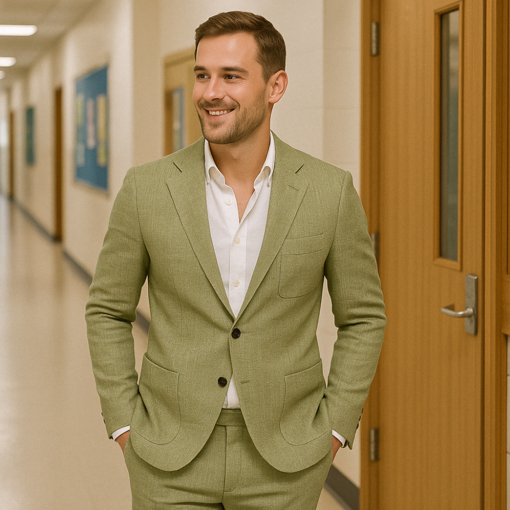 Men's Linen Suit Slim Fit - 2 Piece Summer Wedding Suit