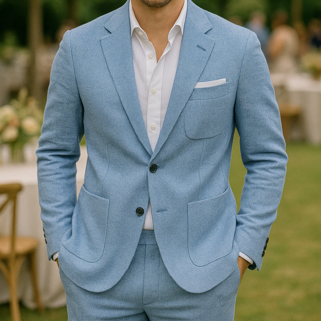 Men's Linen Suit Slim Fit - 2 Piece Summer Wedding Suit