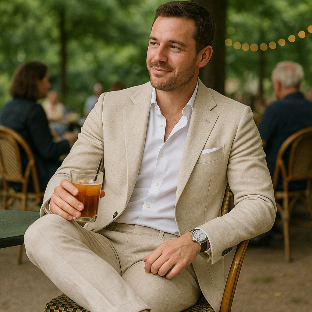 Men's Linen Suit Slim Fit - 2 Piece Summer Wedding Suit